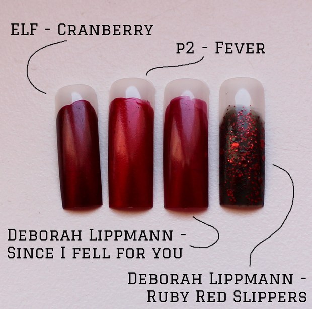 Deborah Lippmann Christmas Weihnachten vegan red rot ruby red slippers since i fell for you elf cranberry p2 fever swatch dupe