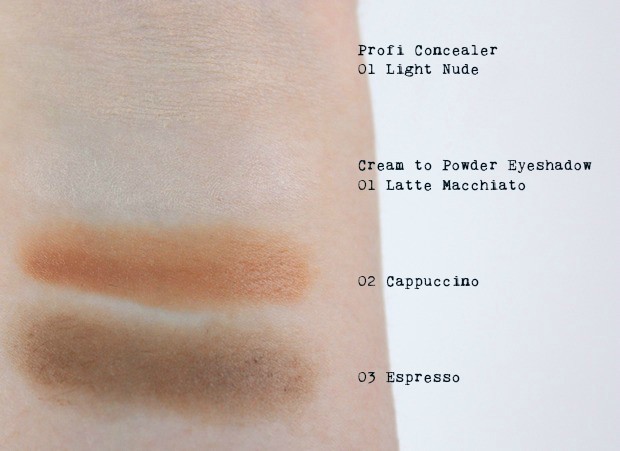 Alterra Nude Perfection Rossmann limitierte Edition LE vegan Naturkosmetik Swatch Swatches Lidschatten cream to powder concealer 1