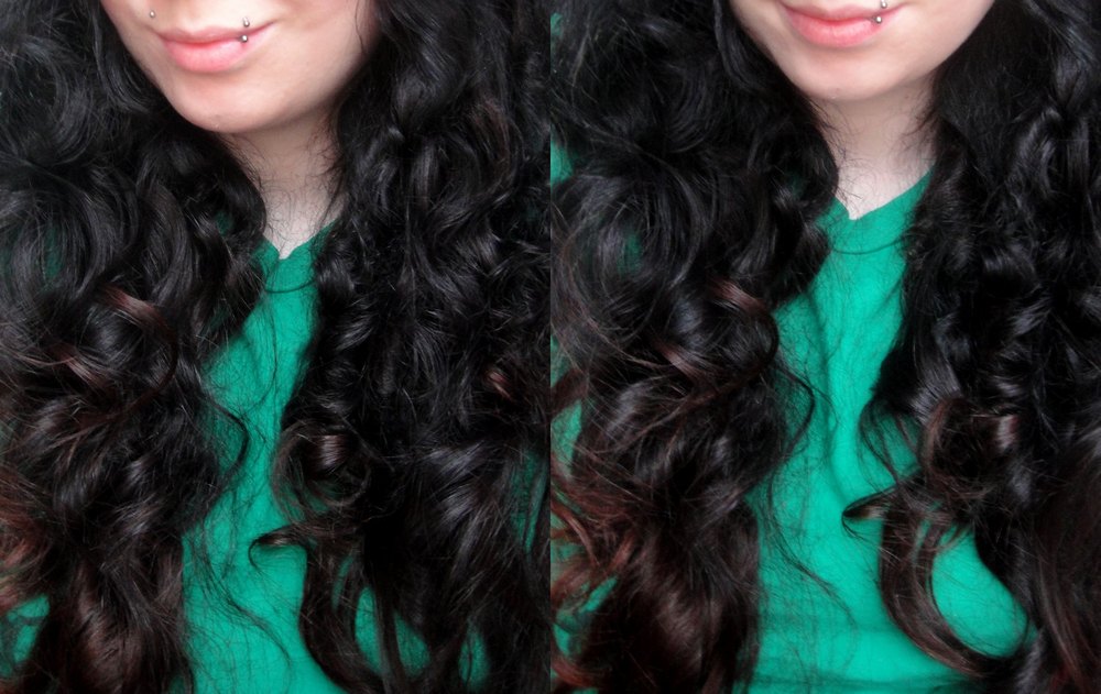 Locken schwarze Haare mit rot