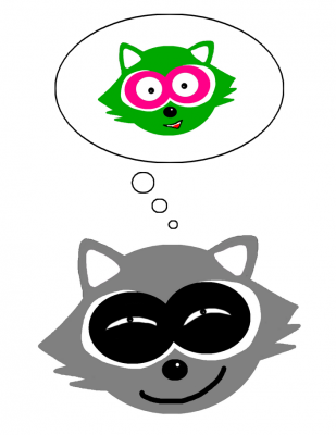 raccoon logo denkblase weiss Haare färben waschbär ben vegan