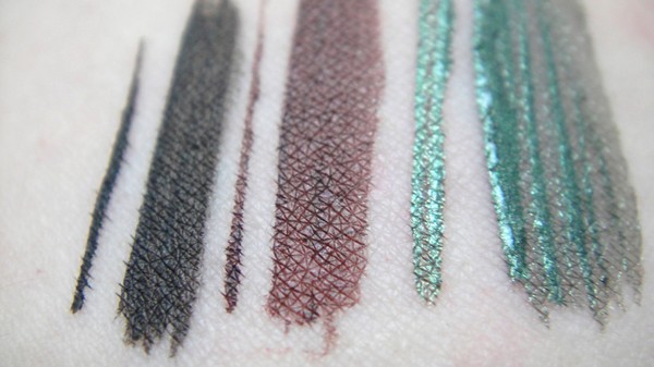 elf liquid eyeliner vegan black forest green plum swatch