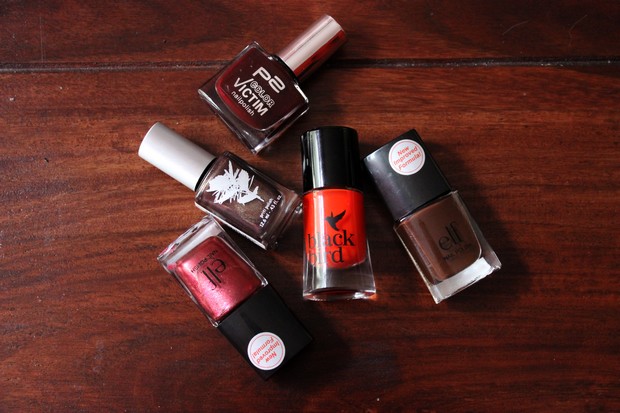 vegan leaf autumn nail polish herbst nagellack kosmetik brown orange red cruelty free black bird p2 elf priti nyc (1)