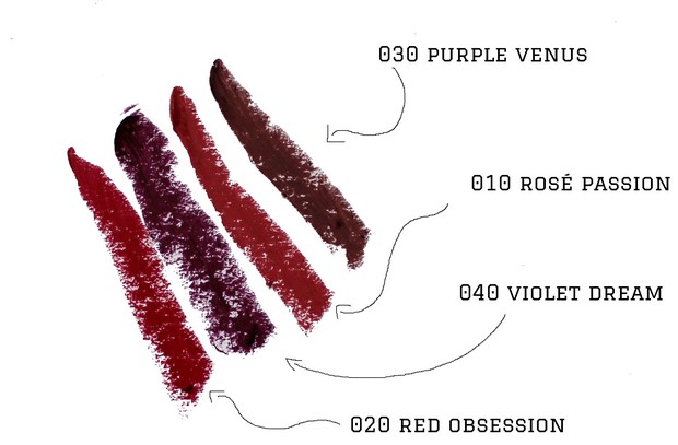 p2 le 2013 limited edition vegan tierversuchsfrei lipstick lippenstift mirror mirror on the wall glam supreme lipstick dm swatch purple venus rose passion violet dream red obsession