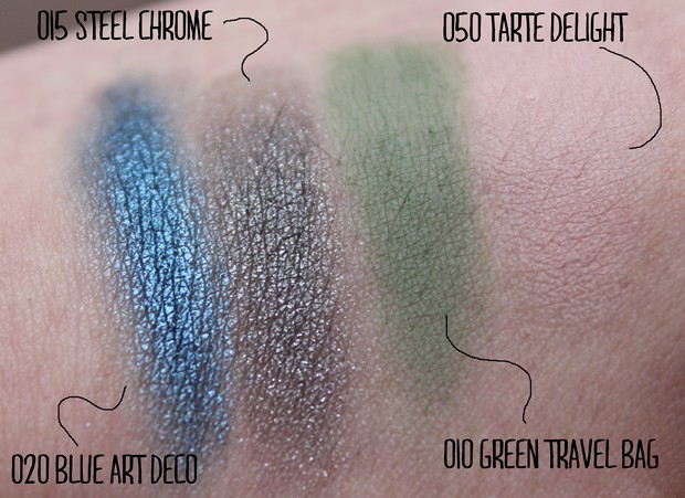 p2 intensive artists blue art deco ultra matte primer green travel bag  high chrome steel chrome color up tarte delight vegan beauty blog swatch