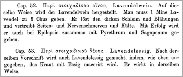 Dioskurides Arzneimittellehre  Seite 498 Lavendel kräuter haare vegan kosmetik zitat