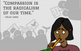 Compassion is the radicalism of our time dalai lama vegan veganismus erbse kosmetik gründe vorurteile veganer sind cartoon