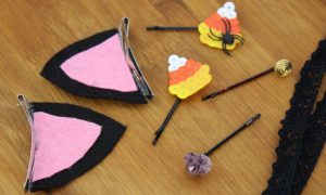 haarbande haarschmuck diy selbstgemacht haarspangen candy corn katzenohren katzenöhrchen