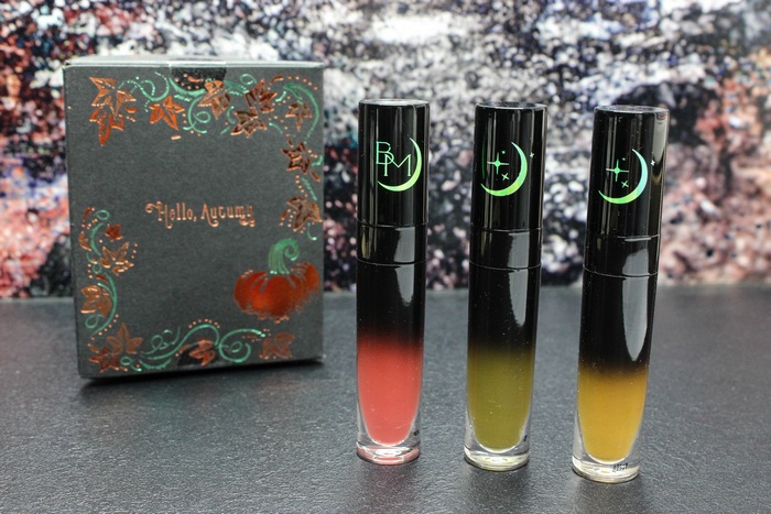 Black-Moon-Cosmetics-Autumn-Trio-limited-harvest-cider-hazel-swatch-vegan-cruelty-free-liquid-lipstick-grün-rot-gelb