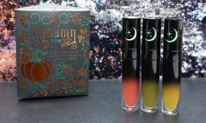 Black Moon Cosmetics Autumn Trio limited harvest cider hazel swatch vegan cruelty free liquid lipstick grün rot gelb (17)